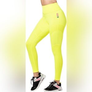 Zumba Fitness Caution Yellow High Waisted Leggings